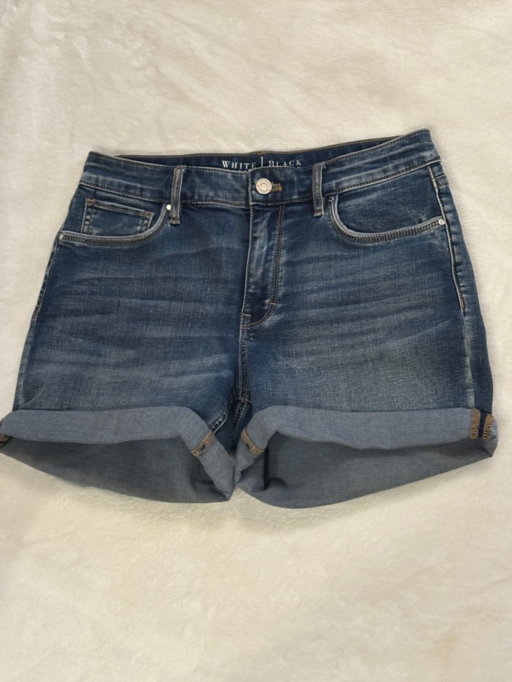 White House Black Market Blue Denim Cuffed Jean Shorts